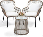 wildformers 3 Pieces Rattan Wicker Bistro Set, Outdoor Conversation Set by wildformers