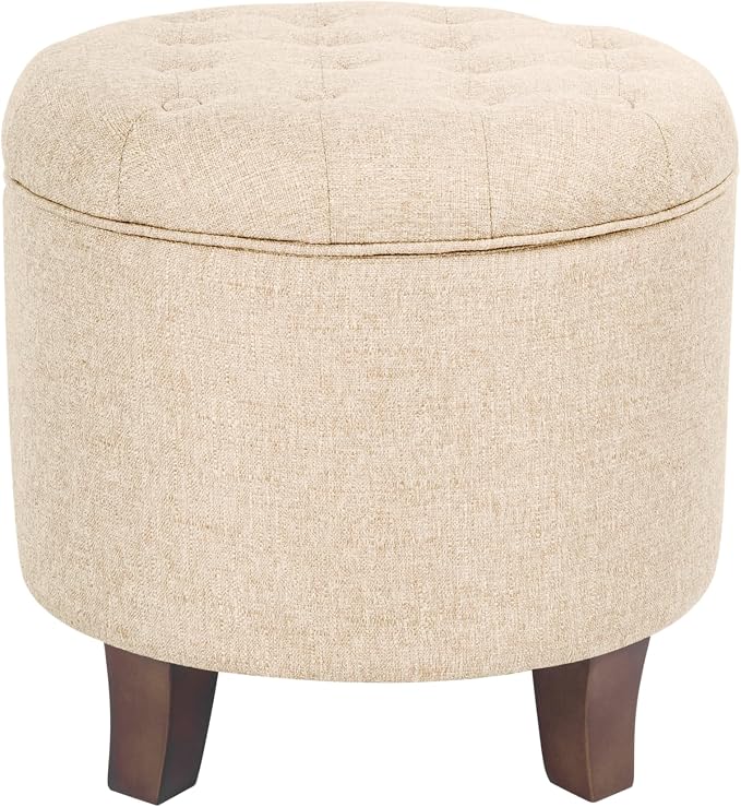 HomePop by Kinfine Fabric Upholstered Round Storage Ottoman - Image 8