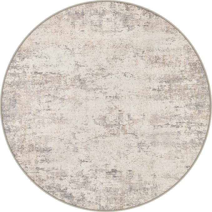 Round Area Rug Living Room: 4 ft Modern Washable Indoor Carpet | by FXRHLP