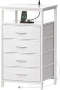 Huuger Night Stand with Charging Station, Bedside Table, Tall Nightstand with by Huuger