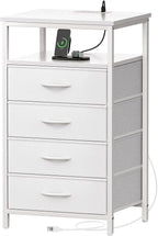 Huuger Night Stand with Charging Station, Bedside Table, Tall Nightstand with by Huuger