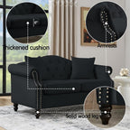 57" Chesterfield Black Velvet 2-Seater Sofa - Image 3