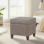 Adeco 17.5" Square Storage Ottoman, Faux Leather Flip Top Footstool & Coffee - Image 3