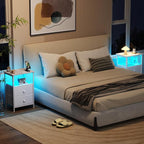 LOAKEKEL LED Night Stand with Charging Station, Small Bedside Table with USB - Image 2