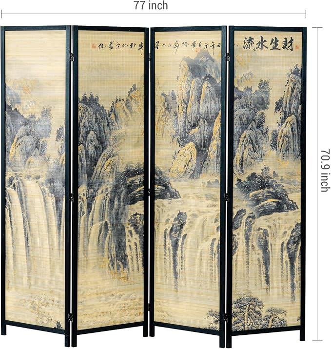 MyGift 4 Panel Folding Room Divider, 6FT Bamboo Privacy Screen - Image 5