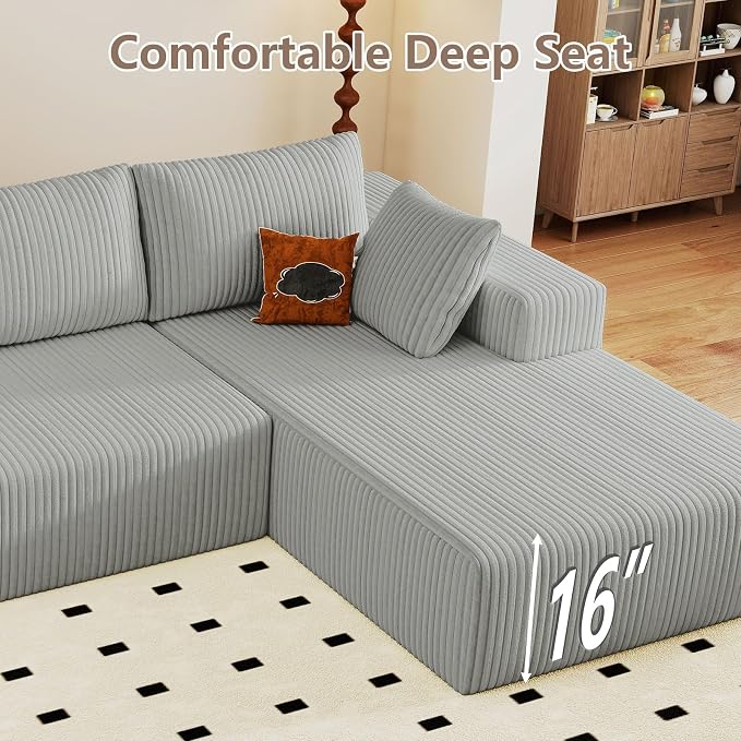 95" Cloud Sectional Couch with L-Shape Chaise, Modular Comfy Sofa Chaise Longue - Image 8