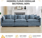 111'' Sectional Cloud Deep Seat Couch, Modern Comfy Chenille Modular Sectional - Image 6