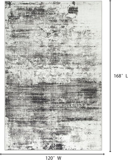 10x14 Area Rugs for Living Room: Washable Abstract Black Grey Carpet | Non-slip - Image 2