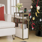 Leomonio Green Side Table with Charging Station, Slim End Tables with Linen - Image 7