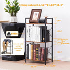 HCHQHS Small Bookshelf, Adjustable 3-Tier Industrial Bookcase, Rustic Open Book - Image 3