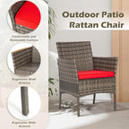 FDW 3 Piece Outdoor Furniture Set Patio Gray Wicker Chairs Furniture Bistro - Image 4