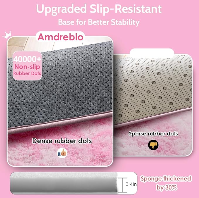 Amdrebio Pink White Fluffy Cute Area Rug 5x8 - Image 6