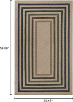Lahome Mid Century Modern Easy Jute Rug, 3x5 Bordered Entryway Rug Non Slip | - Image 2