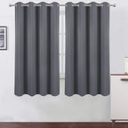 Grey Blackout Curtains 66 x 63 Inch Length/Set of 2 Curtain Panels/Thermal by Lemomo