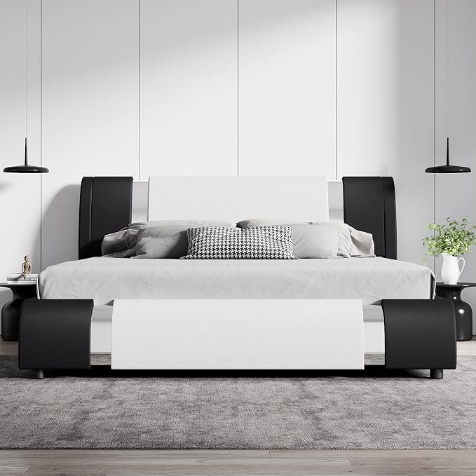 SHA CERLIN Modern Faux Leather King Bed Frame - Image 3