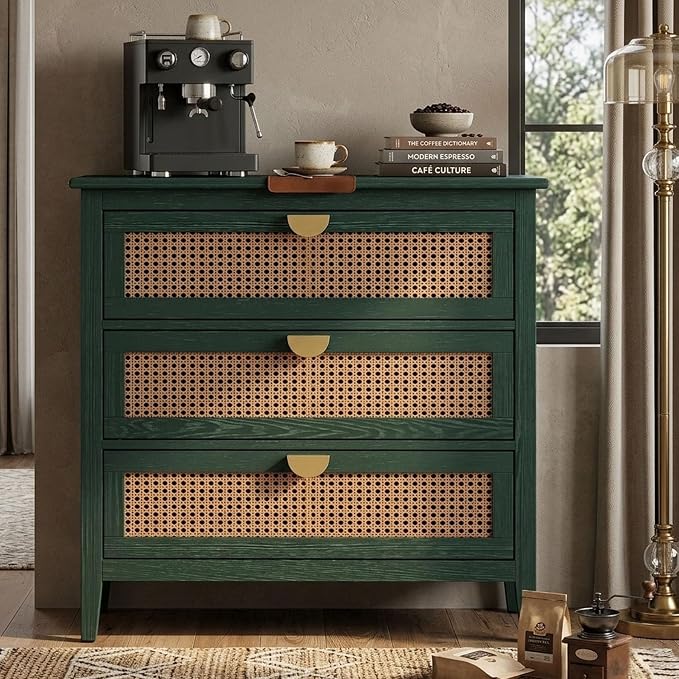 31.5" Retro Green Buffet Sideboard, Modern Coffee Bar Cabinet by YHFEXYT