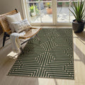 Lahome Green 3x5 Entryway Rug, Non Slip Maze Line Easy Jute Washable Rug | by Lahome