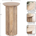 Kate and Laurel Gierson Modern Wooden Round Side Table; 12 x 12 x 22; Light - Image 3