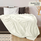 Utopia Bedding Ultra Soft Fleece Bed Blanket Queen Size Ivory | Microfiber - Image 2