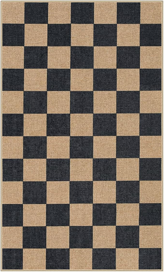 Lahome Colette Checkered Easy Jute Carpet, 3x5 Outdoor Patio Rug Washable Rugs - Image 9