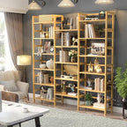 Homykic Bamboo Bookshelf, 71” Tall Triple Wide Bookcase - Image 2