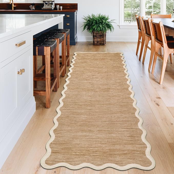 GarveeHome Scalloped Washable Runner Rug 2x6 Runner Non Slip Kitchen Rugs | - Image 2