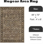 4x6 Brown Vintage Floral Washable Area Rug - Image 2