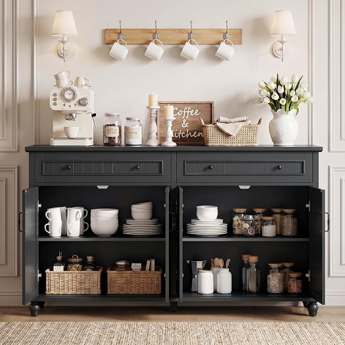 Scurrty Sideboard Buffet Cabinet, Vintage Coffee Bar Cabinets - Image 4