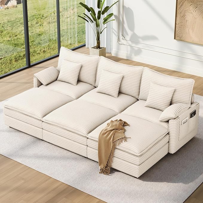 Vesgantti 108" Sectional Sleeper Sofa, 6-Seater Oversized Modular Cloud Couch by Vesgantti