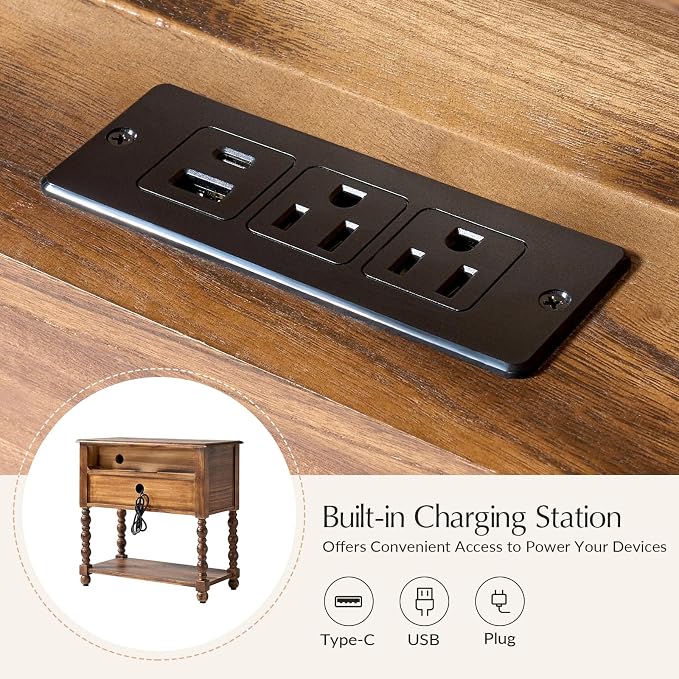 HULALA HOME Farmhouse Storage End Table - Image 3