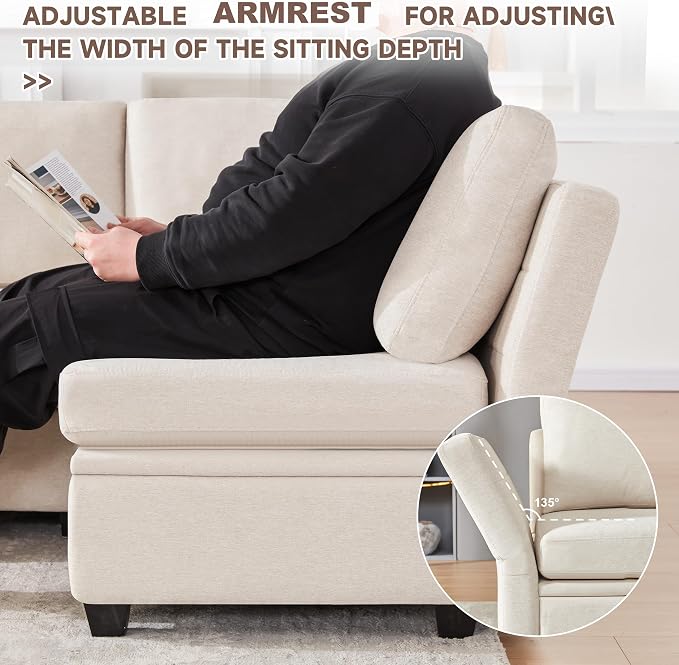 Weture Modular Sectional Sleeper Sofa, Sectional Couch Reversible Sleeper Sofa - Image 6
