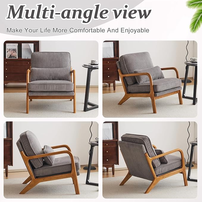 VINGLI Upgraded Premium Corduroy Accent Chair, Upholstered Arm Chair, Solid - Image 8
