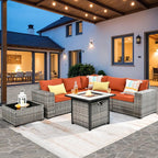 ovios 7 Pieces Patio Furniture Set, Outdoor Wicker Sectional Sofa by OVIOS
