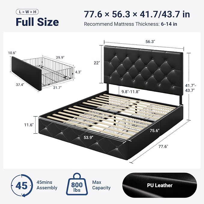 Allewie Upholstered Full Size Platform Bed Frame - Image 2