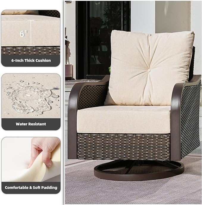 Outdoor Swivel Rocker Chairs, Wicker Swivel Rocking Chairs - Image 4