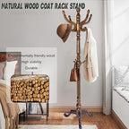 74" Wooden Coat Rack Stand, Coat Racks Freestanding - Image 3