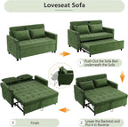 3 in 1 Convertible Sleeper Sofa Bed, 56.9" Small Pull Out Couch Bed - Image 6