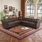 KEIKI 99" L-Shaped Luxury PU Leather Chesterfield Sectional Sofa by KEIKI
