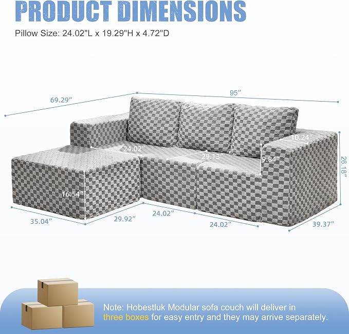 Hobestluk Modular Sectional Sofa Memory Foam Couch Oversized Sectional Sofa - Image 2