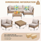 Jing's Villa 5-Piece Outdoor Patio Furniture Set, Ratten Conversation Sectional - Image 8
