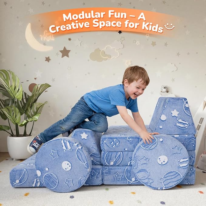 MeMoreCool Kids Couch, 8-Piece Modular Play Couch - Image 8