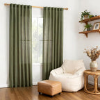 MYSKY HOME 72 Inches Long Semi Sheer Curtains Light Filtering Window Drapes - Image 2