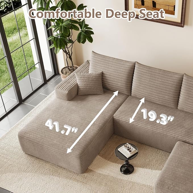 95" Cloud Sectional Couch U-Shaped Chaise - Image 5