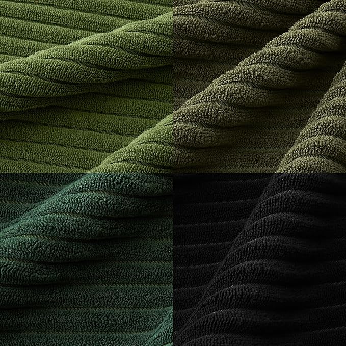 MIULEE Soft Corduroy Decorative Throw Pillow Covers Neutral Green 18x18 | Set - Image 6
