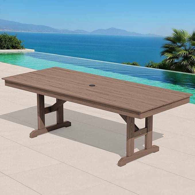 SERWALL Outdoor Dining Table, All Weather HDPE Patio Dining Table - Image 3