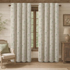 Boho Floral 100% Blackout Curtains 84 Inch 2 Panels Green | Farmhouse Vintage - Image 2