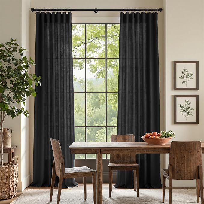 Pitalk Black Extra Long Curtains 120 Inches Long - Image 2
