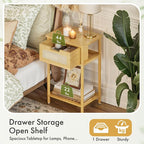 Bamboo Nightstand, Boho Side Table - Image 3