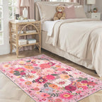 Pink Garden Floral Area Rug 3x5 by WelcometoBabovid