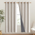 NICETOWN Brich Vintage Open Linen Weave Flax Thermal Curtains, 100% Blackout - Image 2